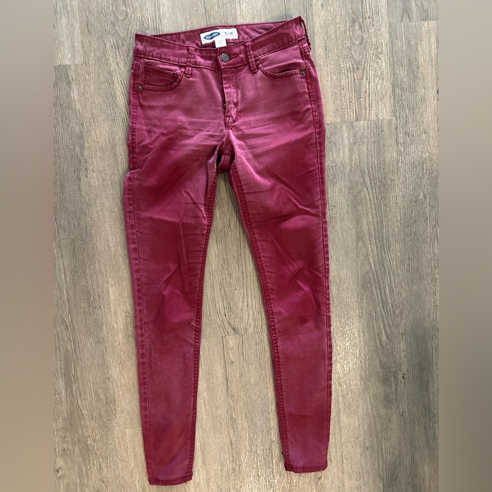 Old Navy Burgundy Súper Skinny Jeans For Women Size 0 Pre-owned